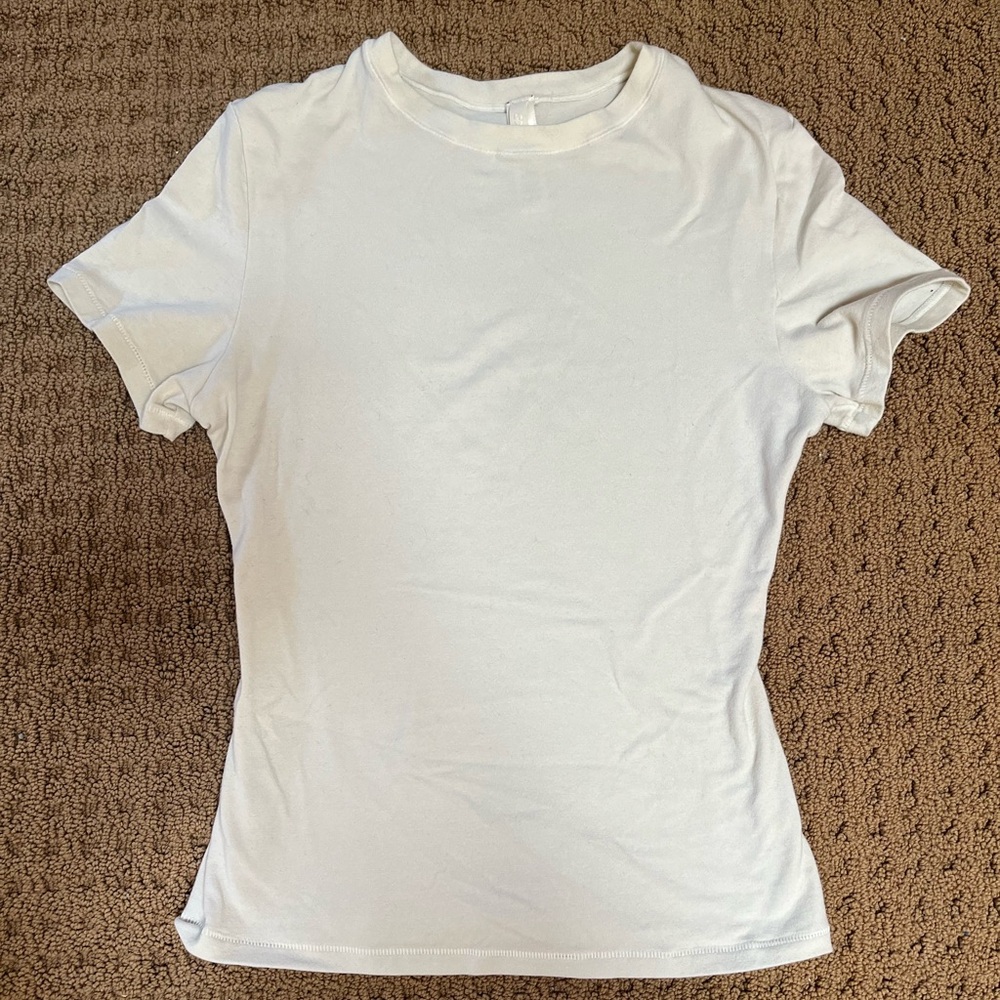 Skims Cotton Jersey T Shirt in Bone - S